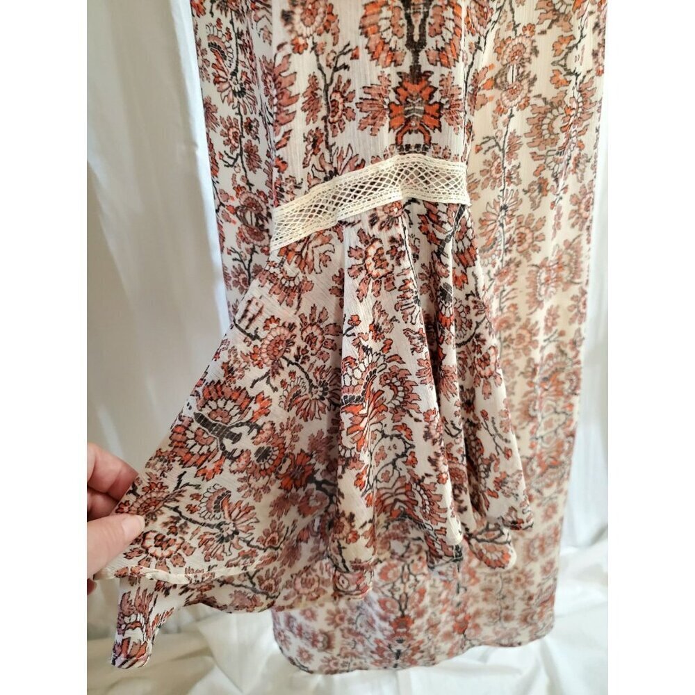 Gibson Latimer Shift Dress Boho Fall Medium Floral Hippie Cowgirl Bell Sleeves - Picture 7 of 16
